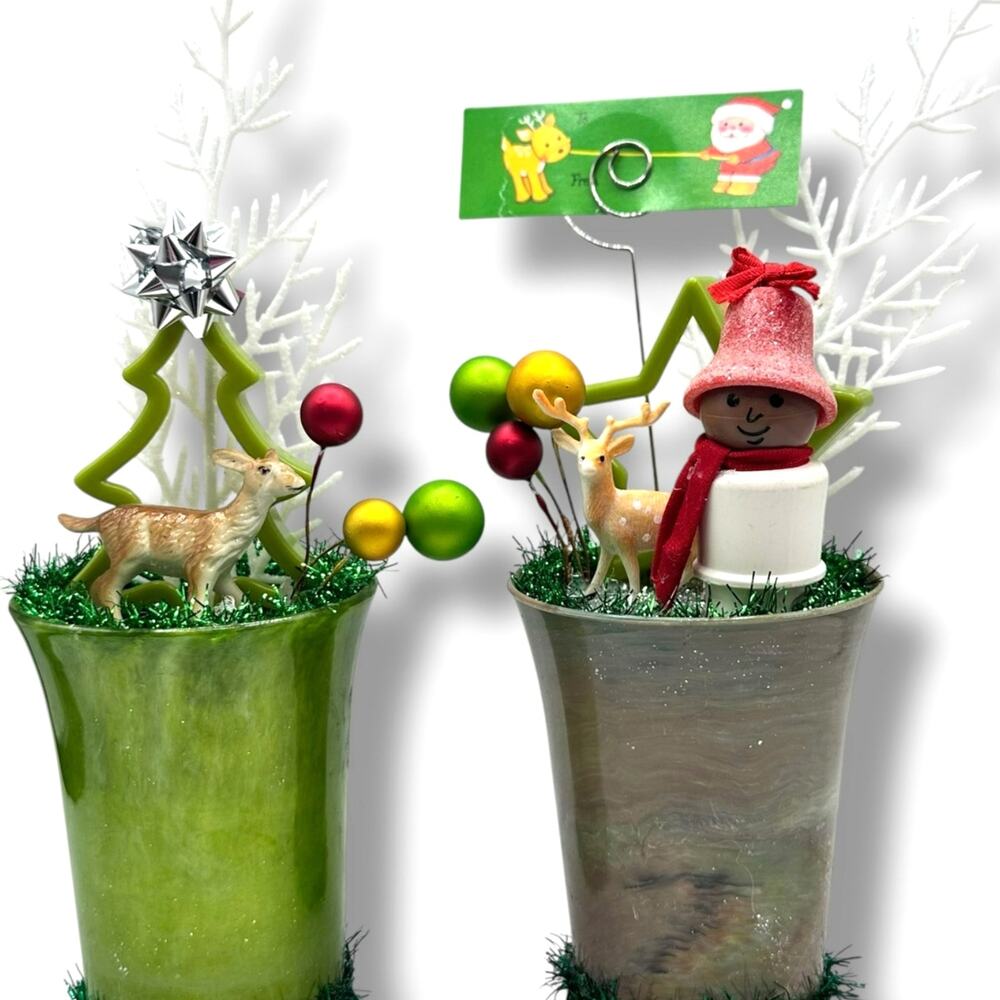 Christmas Assemblage set of x2 deer cookie cutters little people holiday decor
